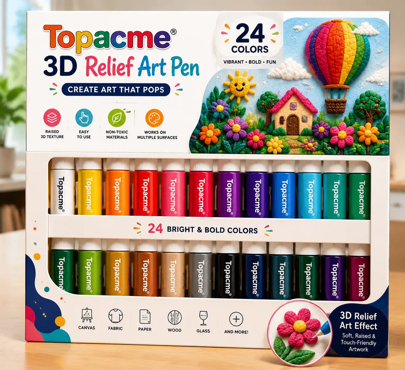 Topacme® 3D Relief Art Pen – Turn Flat Drawings Into Touchable 3D Art🪄