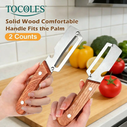 【Master Chef Grade】✨ TitanBlade Pro · 2.5mm Zero-Flex Steel Engineering · Heavy Duty Peeler & Bottle Opener for Tough Produce (Pumpkin, Pineapple, Sugar Cane) — Ergonomic Wood Handle, No-Slip Grip, Clean Cuts in Seconds!