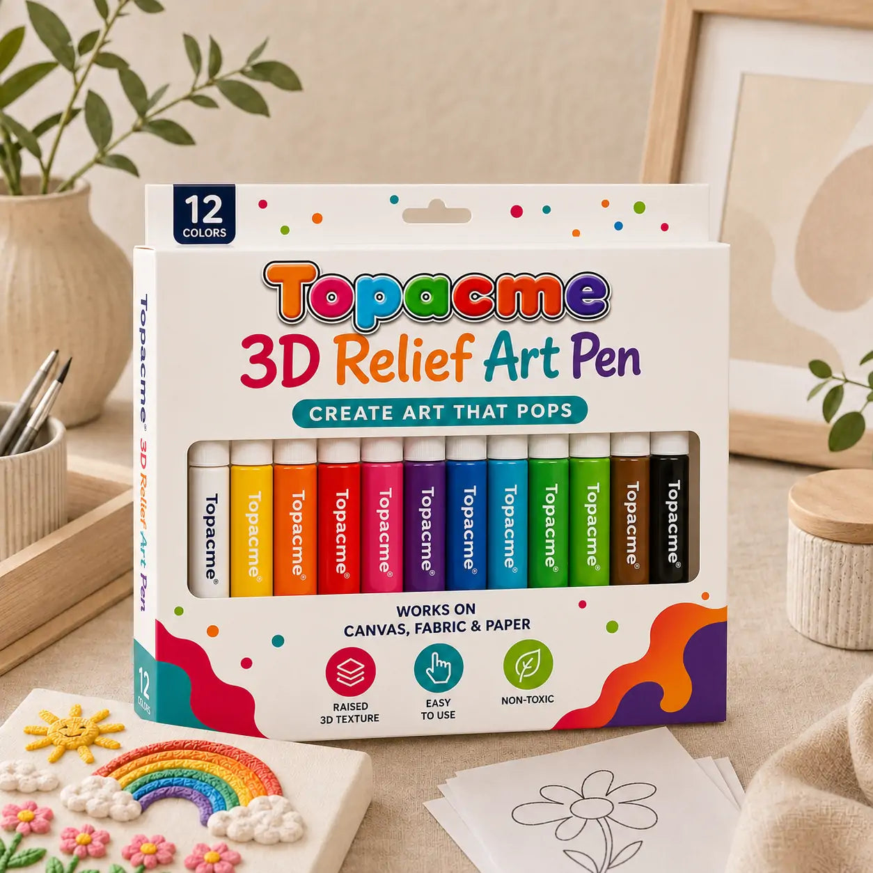 Topacme® 3D Relief Art Pen – Turn Flat Drawings Into Touchable 3D Art🪄