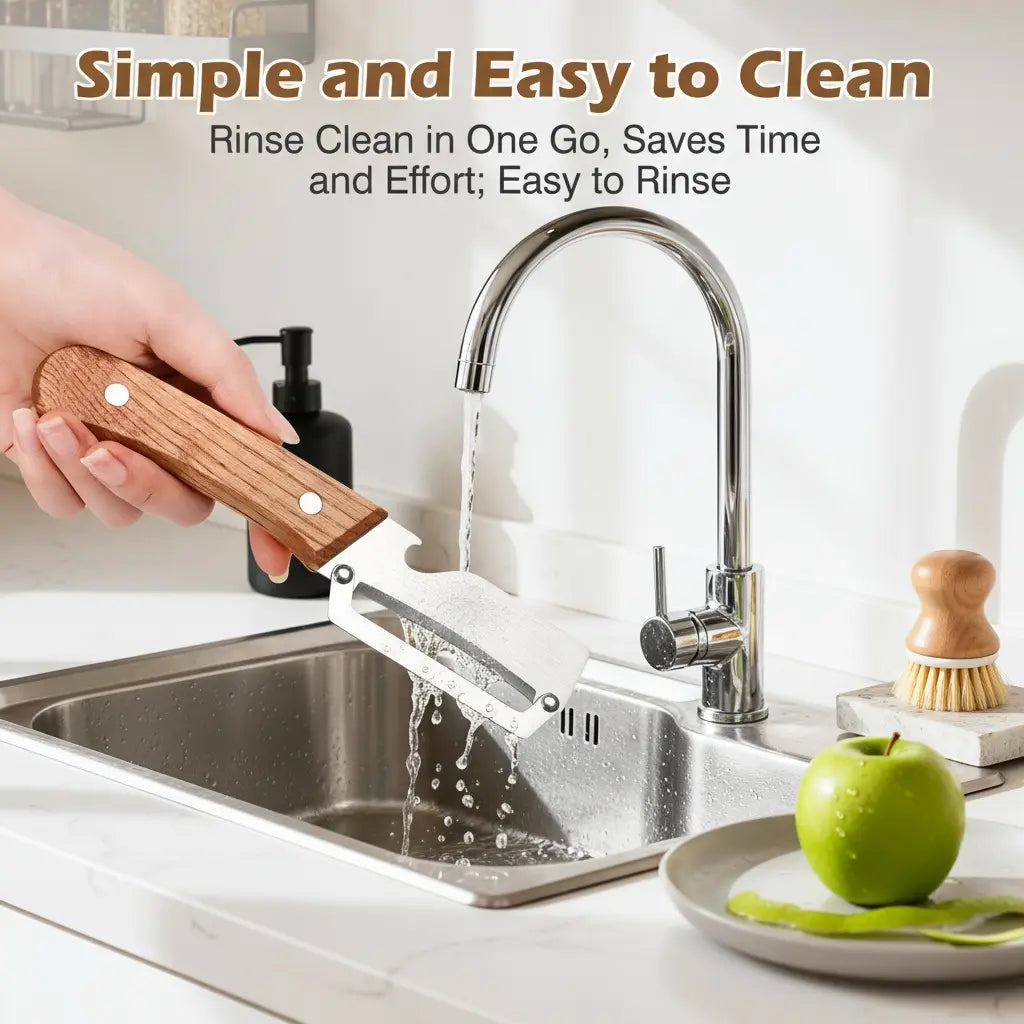 【Master Chef Grade】✨ TitanBlade Pro · 2.5mm Zero-Flex Steel Engineering · Heavy Duty Peeler & Bottle Opener for Tough Produce (Pumpkin, Pineapple, Sugar Cane) — Ergonomic Wood Handle, No-Slip Grip, Clean Cuts in Seconds!
