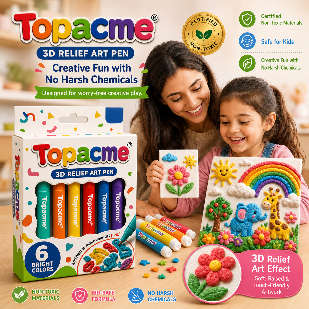 Topacme® 3D Puff Art Pens – Draw, Heat & Watch It Rise