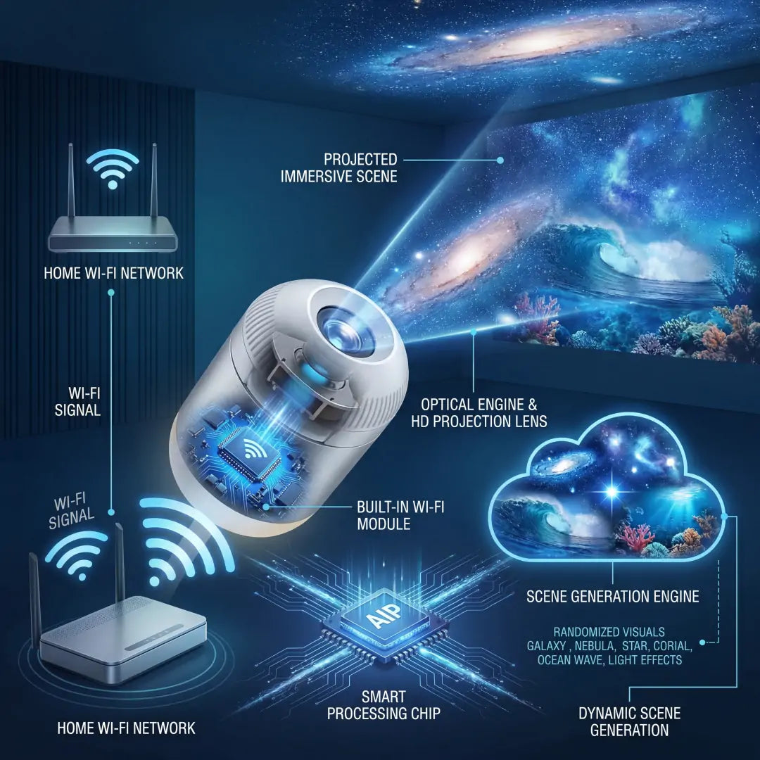 🌌𝐂𝐨𝐦𝐚𝐮𝐨® 5D Night Light Projector —⭐ Smart Dynamic Lighting for Bedrooms & Kids’ Rooms
