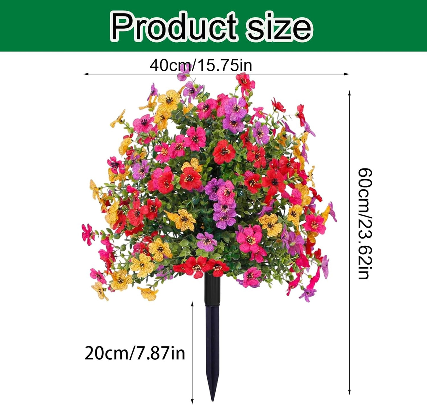 24 Inch Artificial Flower Stake Outdoor Decor - Multi-Color Garden Stakes for Yard & Lawn, No Fade Heavy Duty Plastic, All Season Decoration (2PCS Mix)