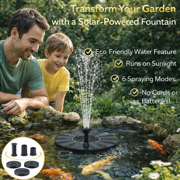 【Official Garden Store】☀️⛲ SolarFlow Eco-Smart · 6-in-1 Solar Fountain Pump · Floating Pool Fountain for Garden, Patio & Pool Parties — No Wiring, Just Sunlight, Starts in Seconds!