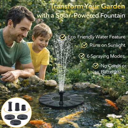 【Official Garden Store】☀️⛲ SolarFlow Eco-Smart · 6-in-1 Solar Fountain Pump · Floating Pool Fountain for Garden, Patio & Pool Parties — No Wiring, Just Sunlight, Starts in Seconds!