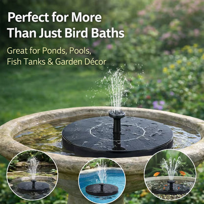 【Official Garden Store】☀️⛲ SolarFlow Eco-Smart · 6-in-1 Solar Fountain Pump · Floating Pool Fountain for Garden, Patio & Pool Parties — No Wiring, Just Sunlight, Starts in Seconds!